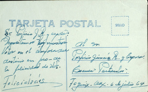 Postal pareja en colores verso